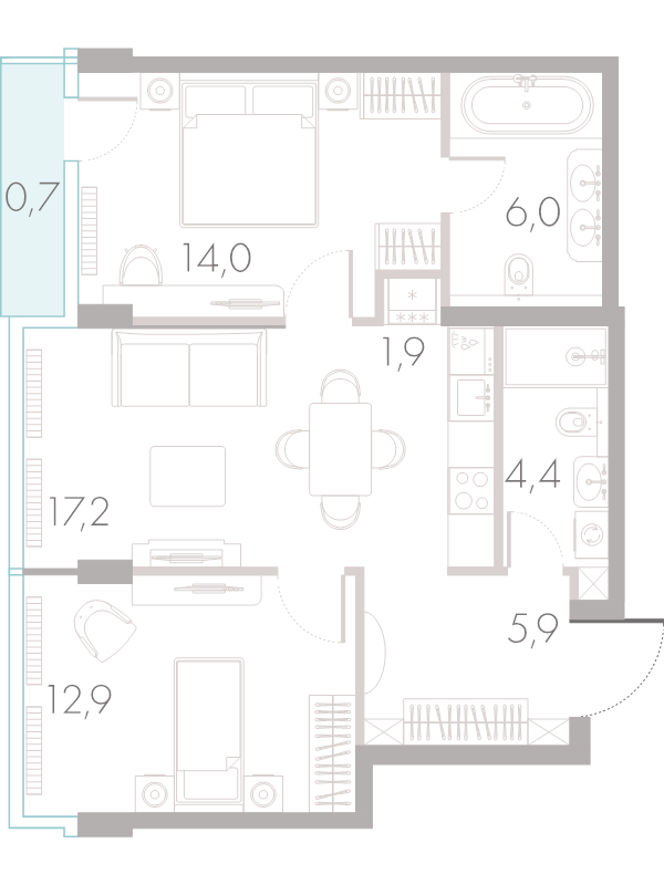 3 ккв (Евро) 65,1 м²