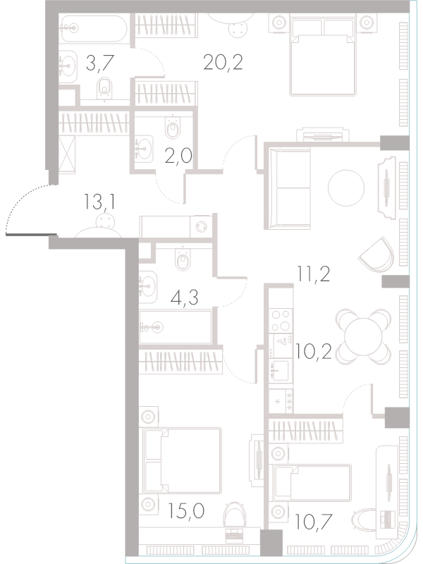 4 ккв (Евро) 90,1 м²