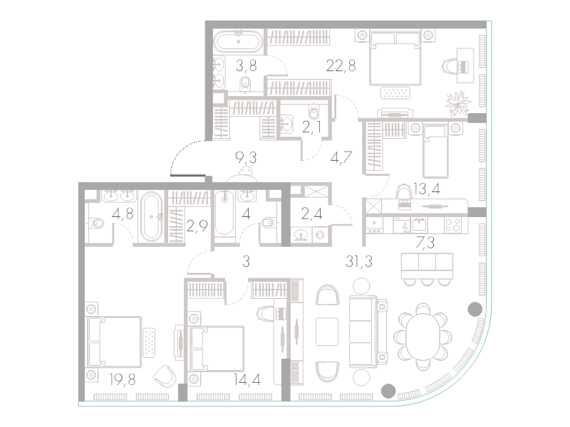 5 ккв (Евро) 146 м²