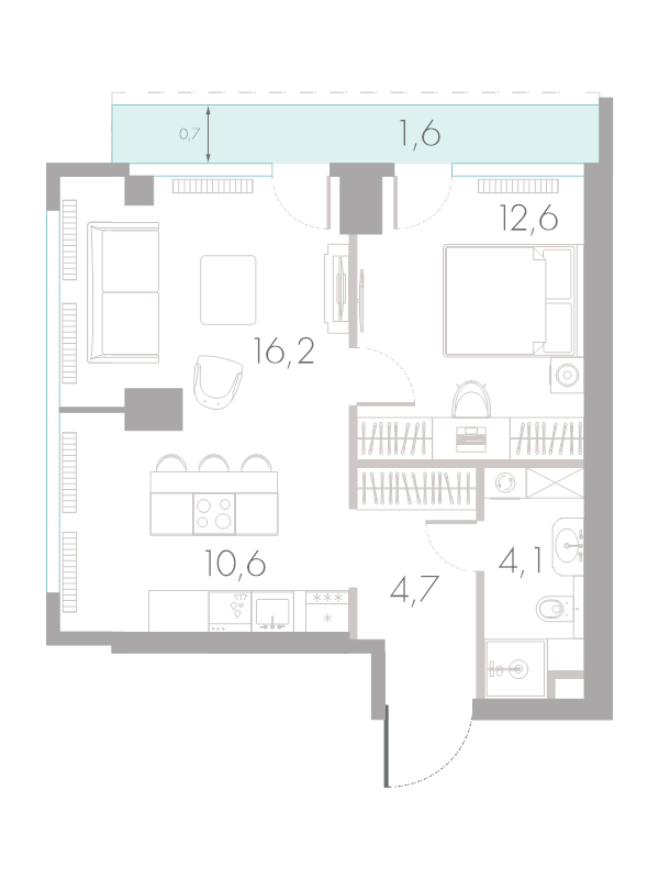 2 ккв (Евро) 49,8 м²