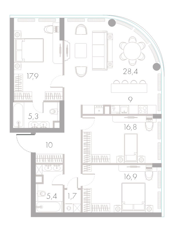 4 ккв (Евро) 111,4 м²
