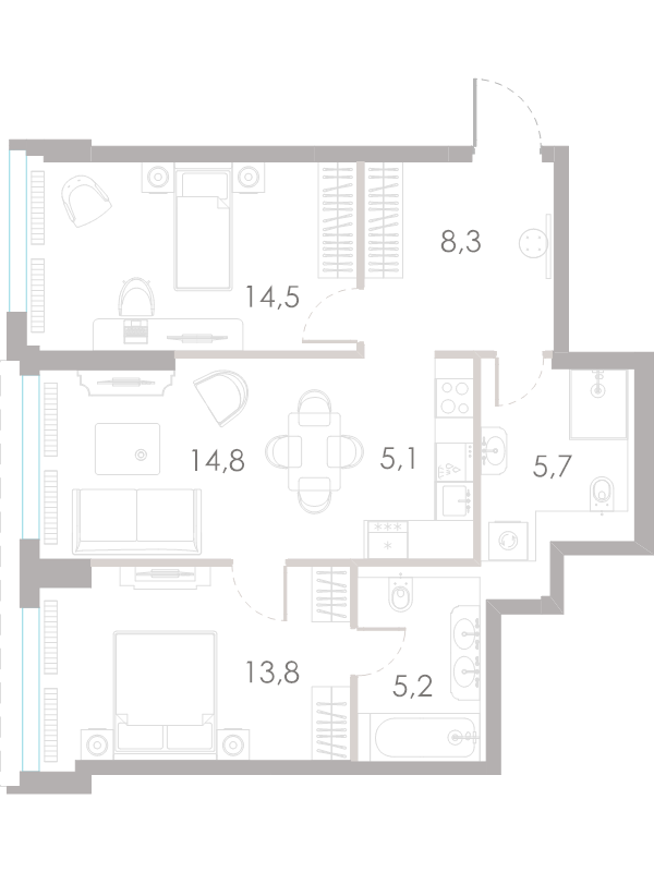 3 ккв (Евро) 67,4 м²