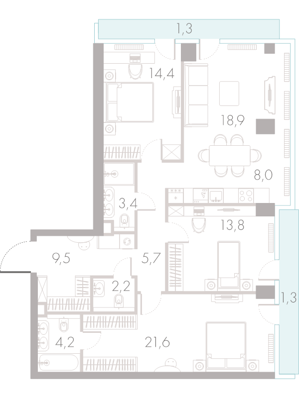 4 ккв (Евро) 104,2 м²