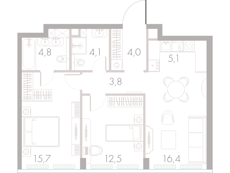 3 ккв (Евро) 66,1 м²