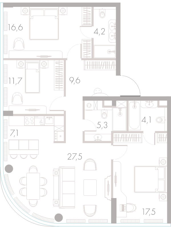 4 ккв (Евро) 104,7 м²