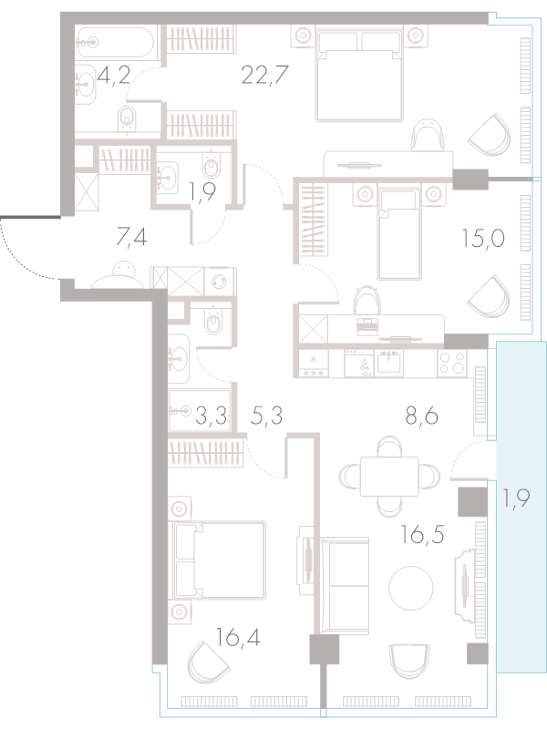 4 ккв (Евро) 103,4 м²