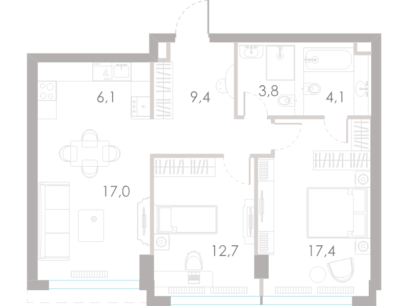3 ккв (Евро) 70,5 м²