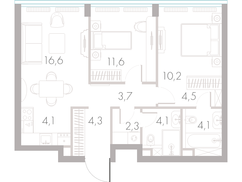 3 ккв (Евро) 63,8 м²