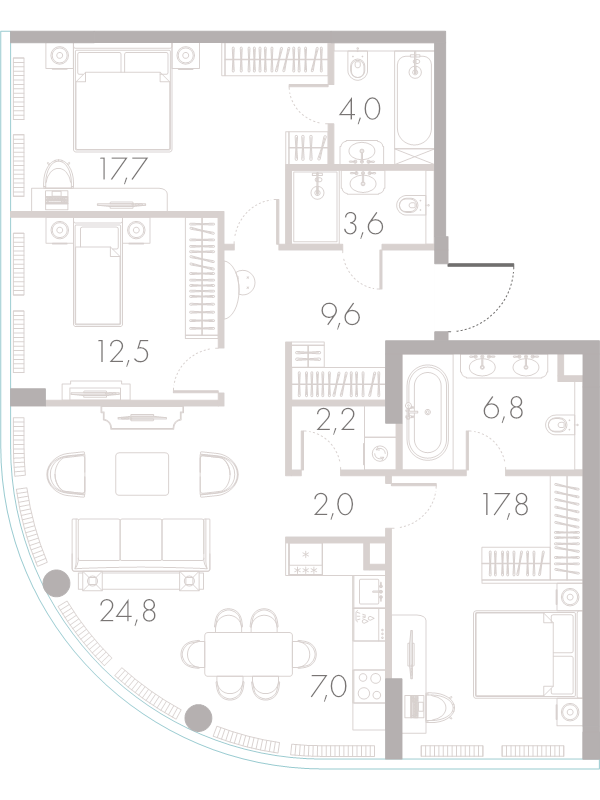 4 ккв (Евро) 108,9 м²
