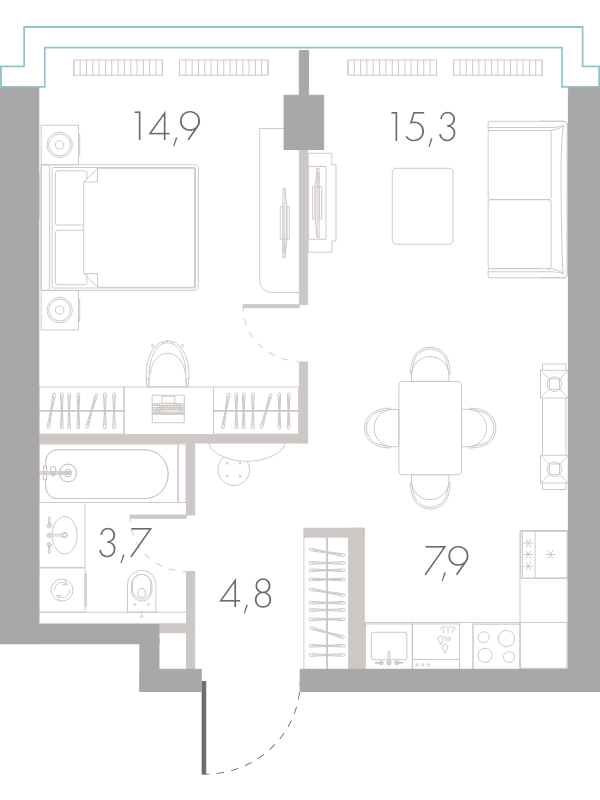 2 ккв (Евро) 46,6 м²