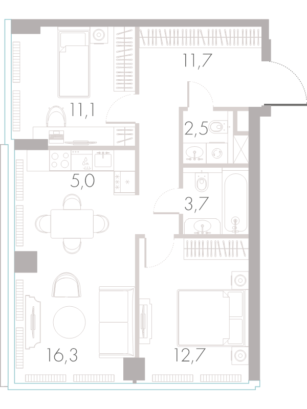 3 ккв (Евро) 62,1 м²