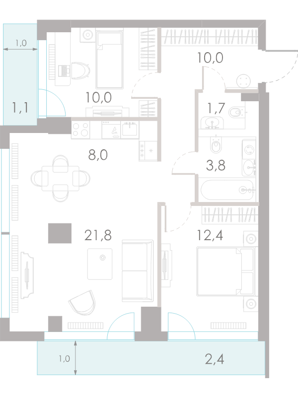 3 ккв (Евро) 71,2 м²