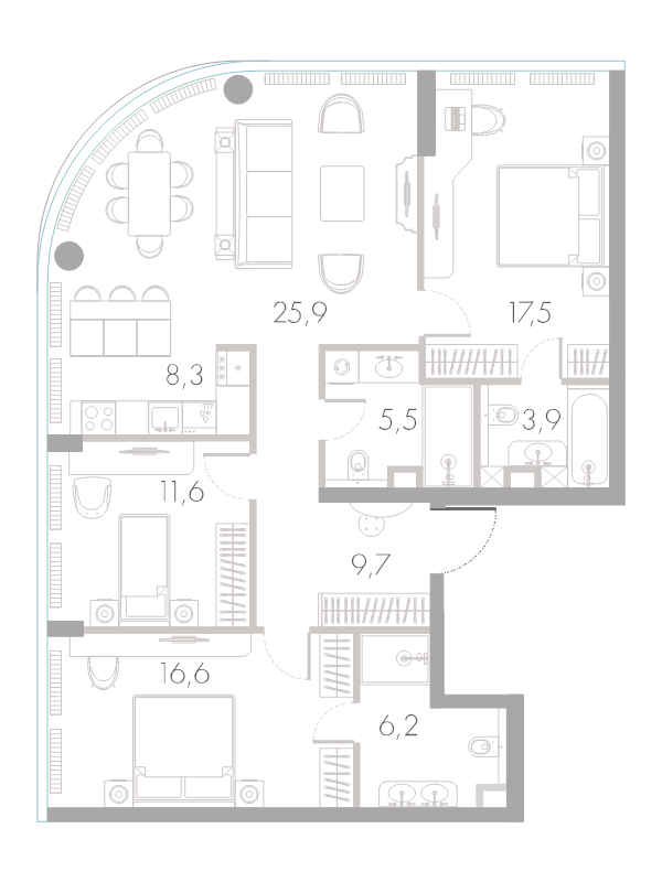 4 ккв (Евро) 105,2 м²