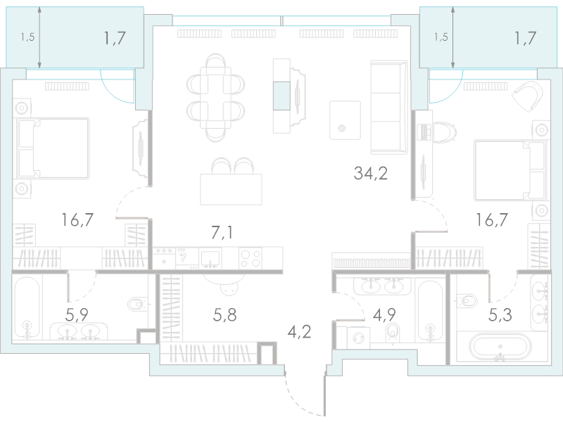 3 ккв (Евро) 104,2 м²