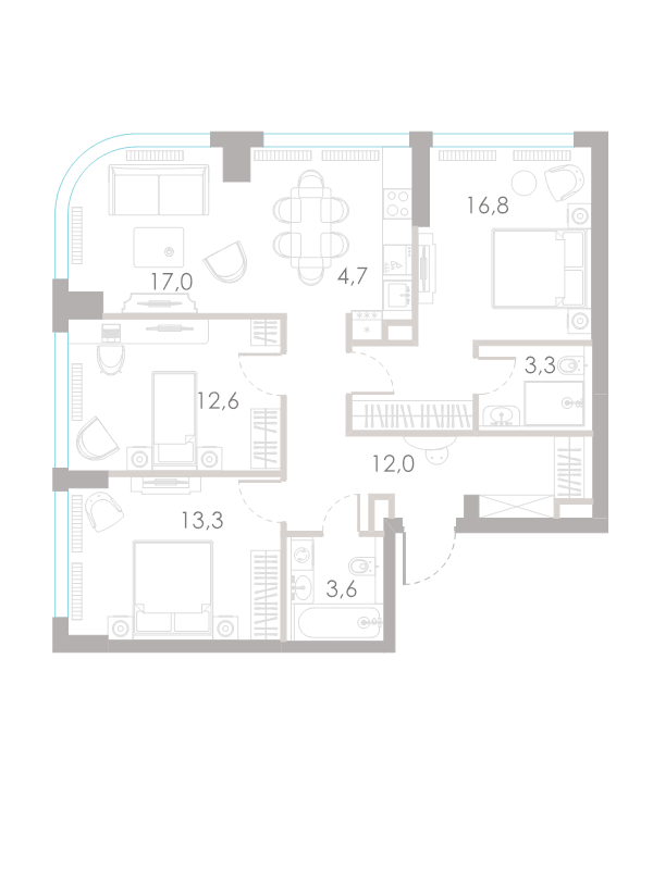 4 ккв (Евро) 83,3 м²