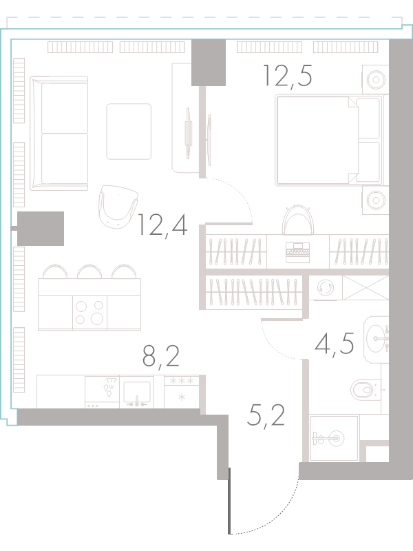 2 ккв (Евро) 43,3 м²