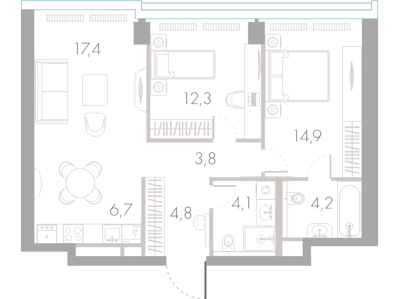 3 ккв (Евро) 68,2 м²
