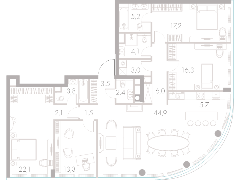 5 ккв (Евро) 151,1 м²