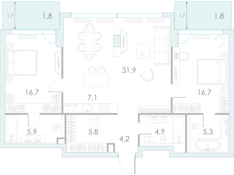3 ккв (Евро) 102,1 м²
