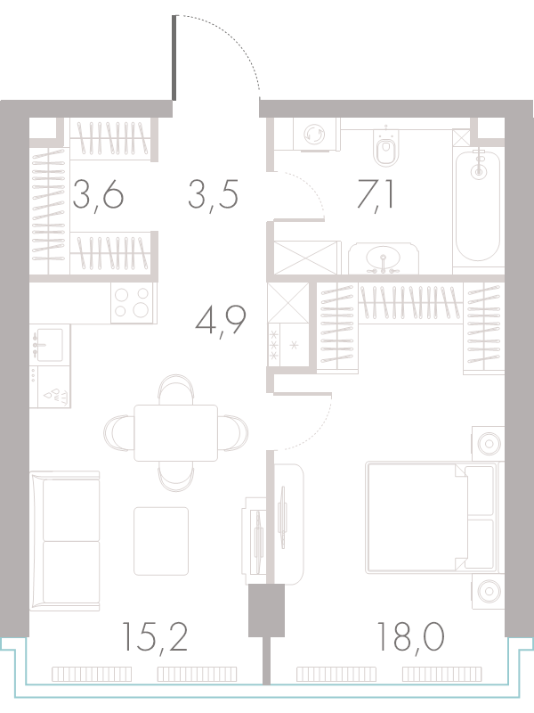 2 ккв (Евро) 52 м²