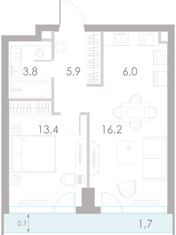 2 ккв (Евро) 47 м²