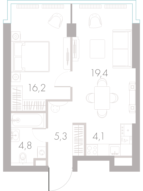 2 ккв (Евро) 49,2 м²