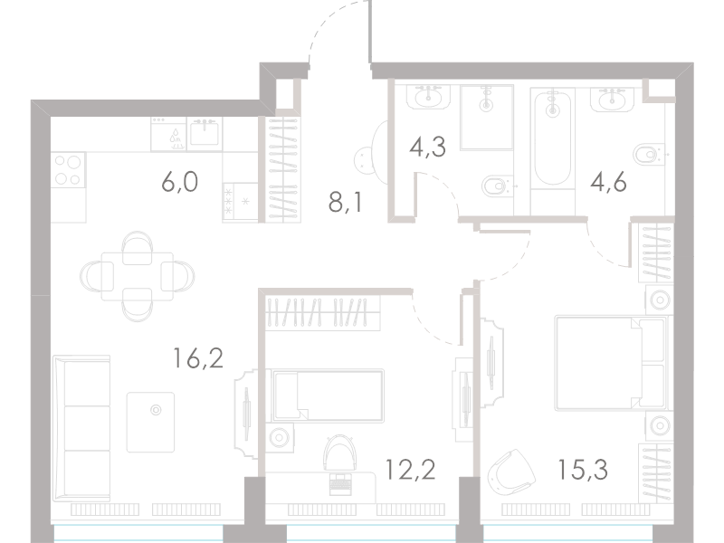 3 ккв (Евро) 66,7 м²