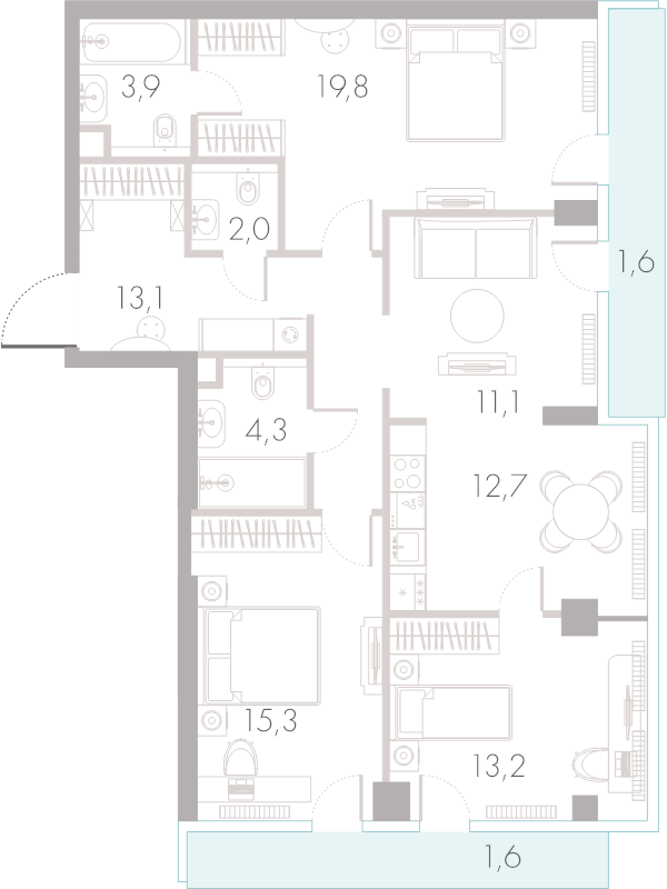 4 ккв (Евро) 98,1 м²