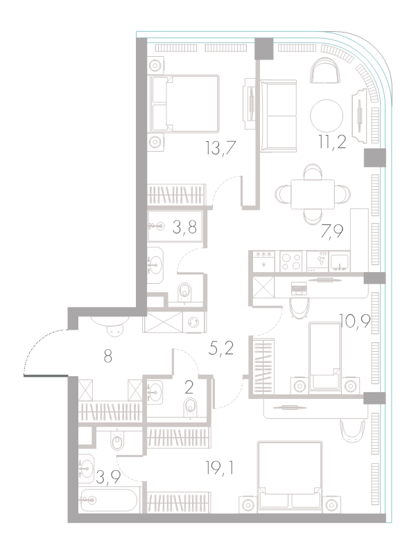 4 ккв (Евро) 85,7 м²