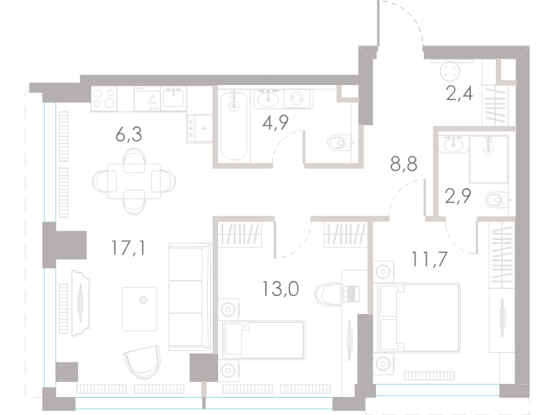 3 ккв (Евро) 67,1 м²