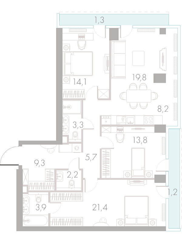 4 ккв (Евро) 103,8 м²