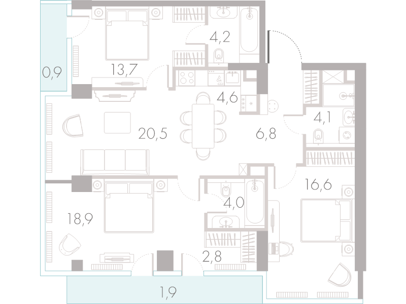 4 ккв (Евро) 98,1 м²