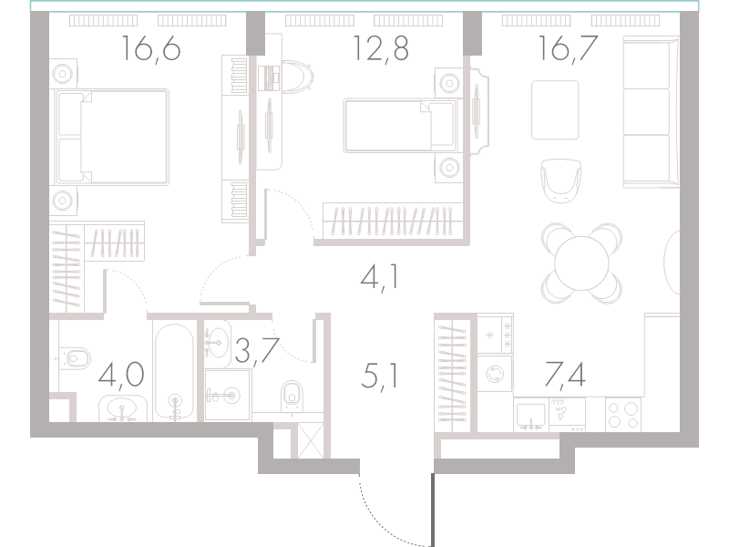 3 ккв (Евро) 69,9 м²