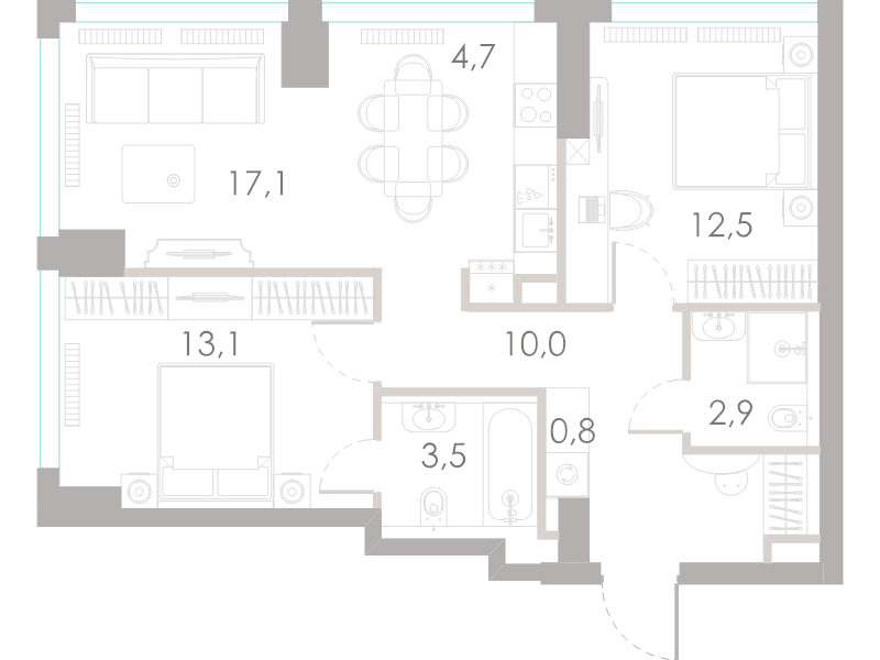 3 ккв (Евро) 64,6 м²