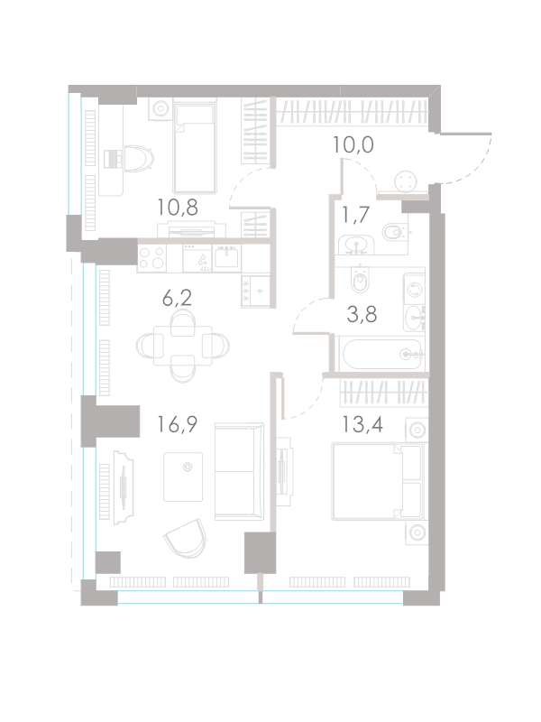 3 ккв (Евро) 62,8 м²