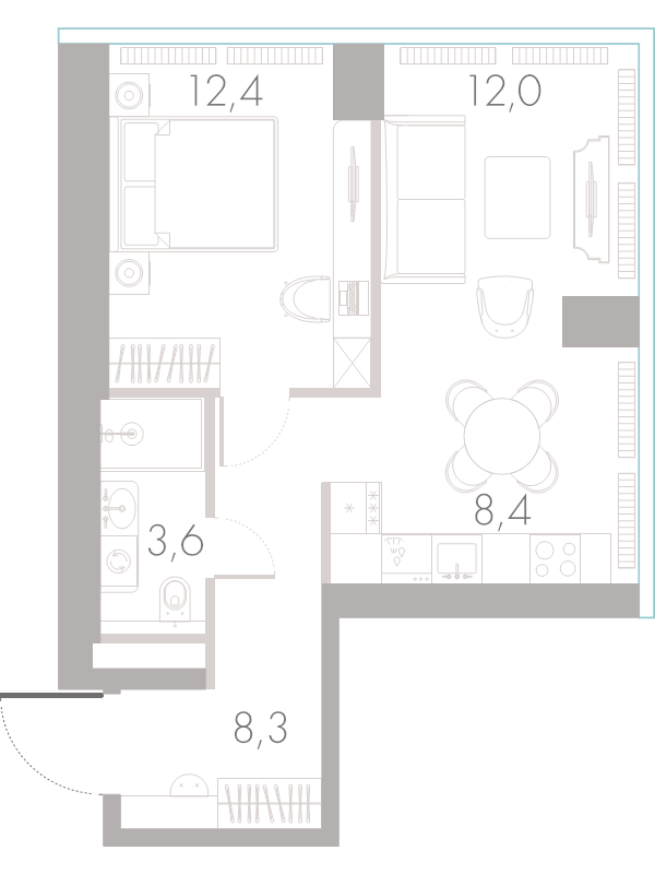 2 ккв (Евро) 44,8 м²