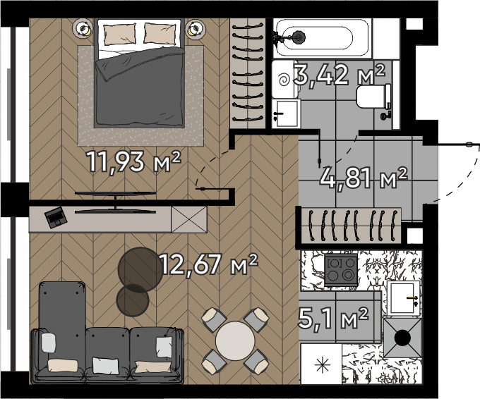 2 ккв (Евро) 37,9 м²