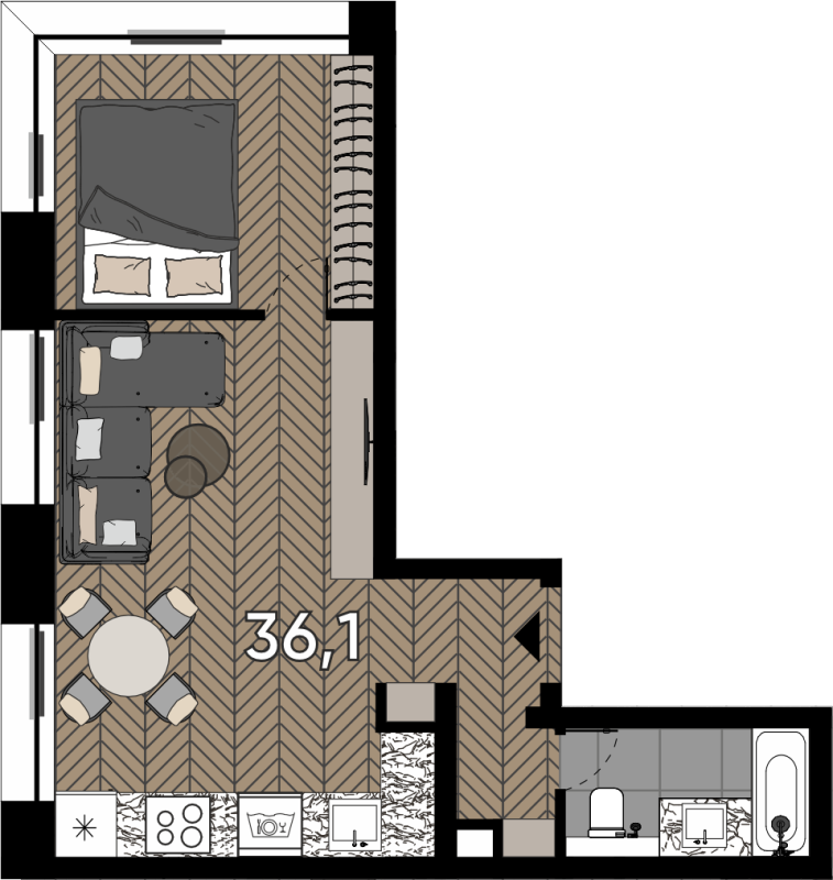 2 ккв (Евро) 36,1 м²