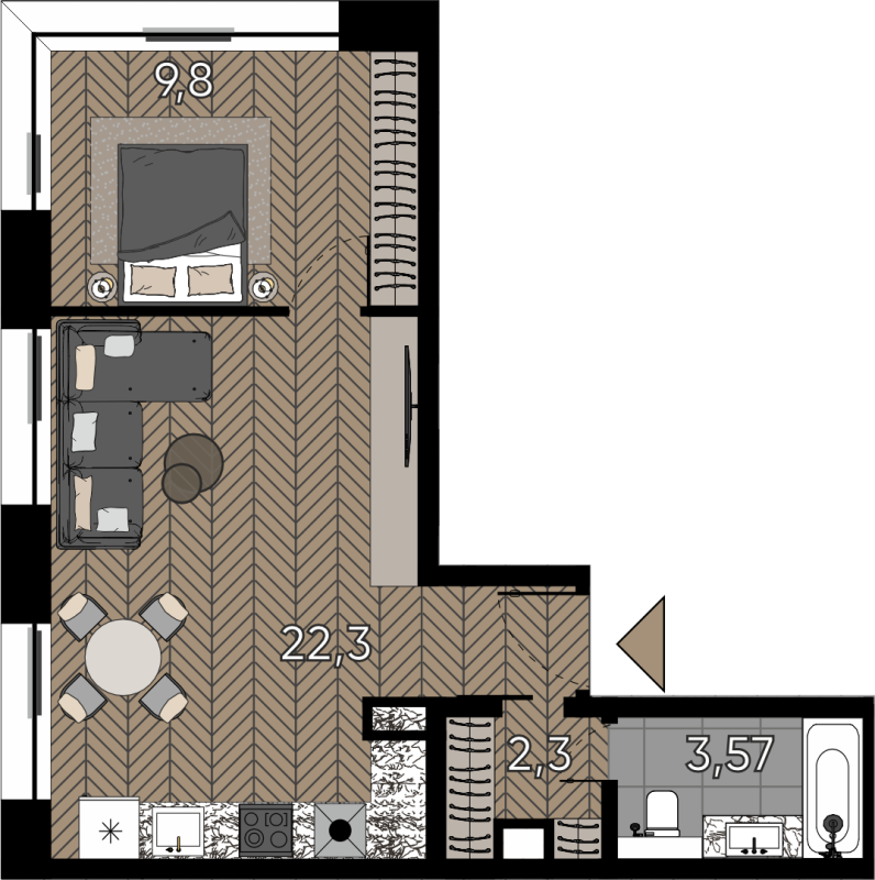 2 ккв (Евро) 38,6 м²