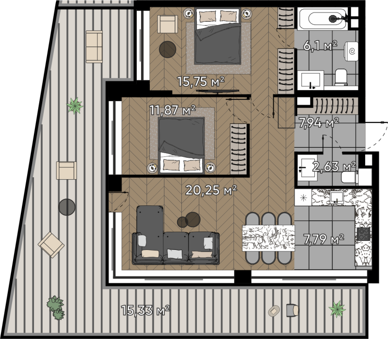 3 ккв (Евро) 97,9 м²