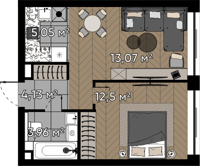 2 ккв (Евро) 38,7 м²
