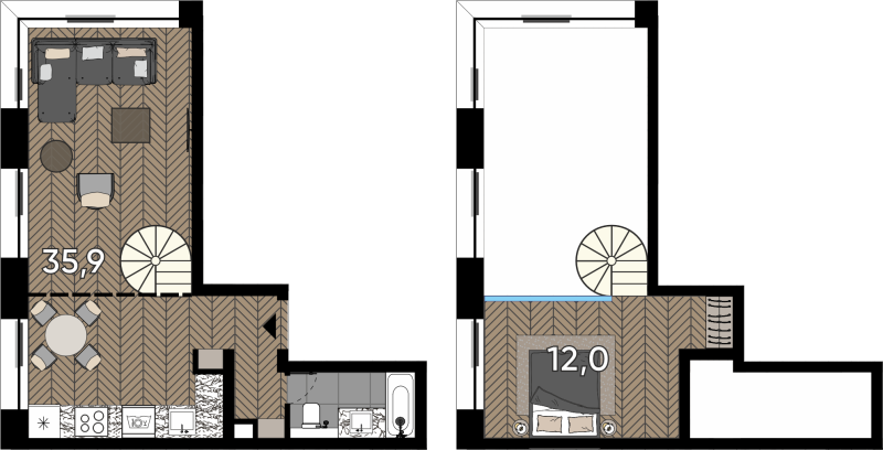 2 ккв (Евро) 35,9 м²