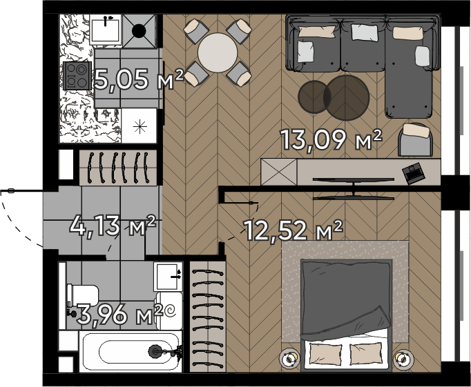2 ккв (Евро) 38,8 м²