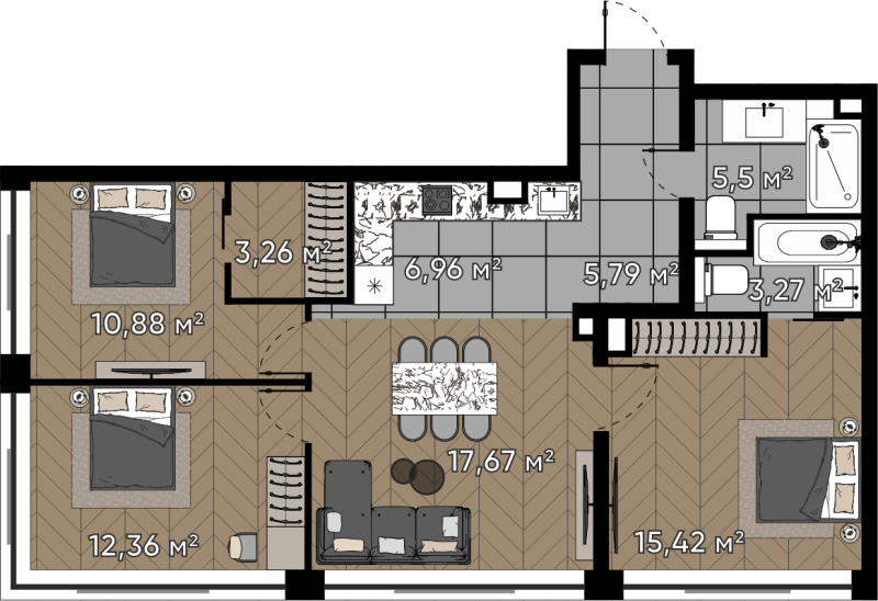 4 ккв (Евро) 81,1 м²