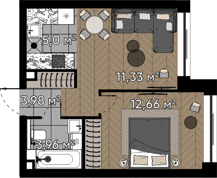 2 ккв (Евро) 36,9 м²