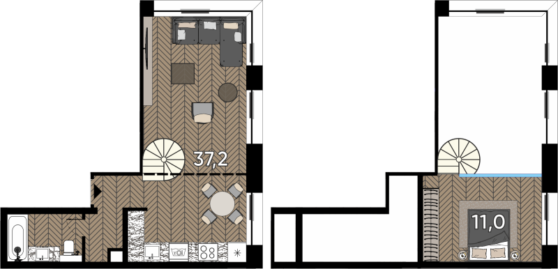 2 ккв (Евро) 37,2 м²