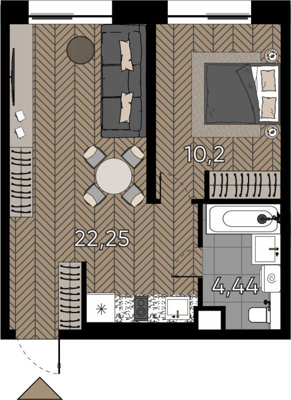 Студия 18,8 м²