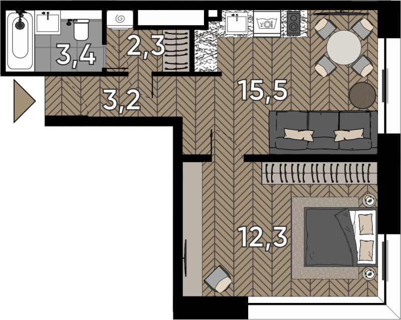 2 ккв (Евро) 48,3 м²