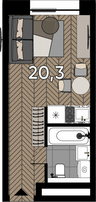 Студия 20,3 м²
