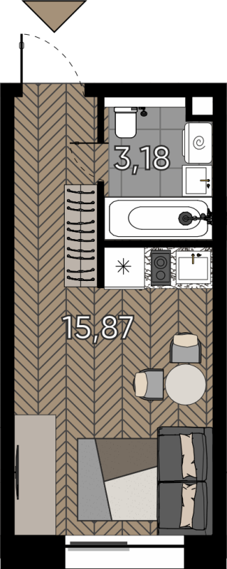 Студия 19,4 м²